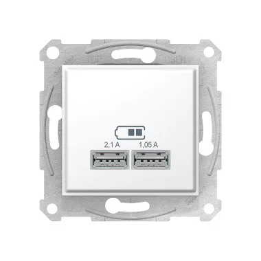 SCHNEIDER SDN2710221 SEDNA Dupla USB töltő, 2.1A, fehér SCHNEIDER SDN2710221 SEDNA Dupla USB töltő, 2.1A, fehér