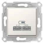 SCHNEIDER SDN2710223 SEDNA Dupla USB töltő, 2.1A, krém