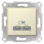 SCHNEIDER SDN2710247 SEDNA Dual USB charger, 2.1A, beige