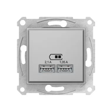 SCHNEIDER SDN2710260 SEDNA Dupla USB töltő, 2.1A, alumínium SCHNEIDER SDN2710260 SEDNA Dupla USB töltő, 2.1A, alumínium