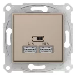   SCHNEIDER SDN2710268 SEDNA Dupla USB töltő, 2.1A, titánium