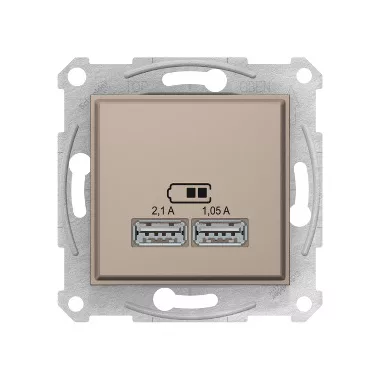 SCHNEIDER SDN2710268 SEDNA Dupla USB töltő, 2.1A, titánium SCHNEIDER SDN2710268 SEDNA Dupla USB töltő, 2.1A, titánium