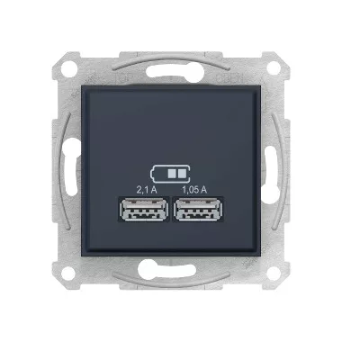 SCHNEIDER SDN2710270 SEDNA Dupla USB töltő, 2.1A, grafit SCHNEIDER SDN2710270 SEDNA Dupla USB töltő, 2.1A, grafit