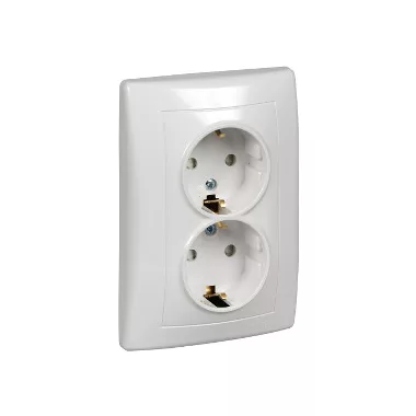 SCHNEIDER SDN3000421 SEDNA 2x2P+F dugalj csatlakozóaljzat gyermekvédelemmel, csavaros bekötés, 16A, fehér
