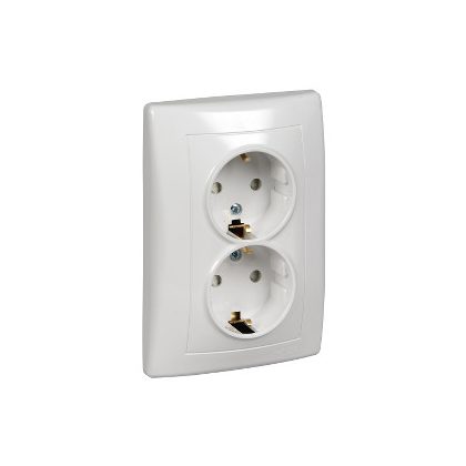   SCHNEIDER SDN3000421 SEDNA 2x2P + F socket with child protection, screw connection, 16A, white
