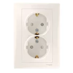   SCHNEIDER SDN3000423 SEDNA 2x2P+F dugalj csatlakozóaljzat gyermekvédelemmel, csavaros bekötés, 16A, krém