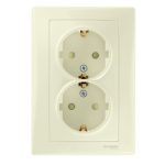   SCHNEIDER SDN3000447 SEDNA 2x2P + F socket with child protection, screw connection, 16A, beige