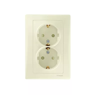 SCHNEIDER SDN3000447 SEDNA 2x2P+F dugalj csatlakozóaljzat gyermekvédelemmel, csavaros bekötés, 16A, bézs