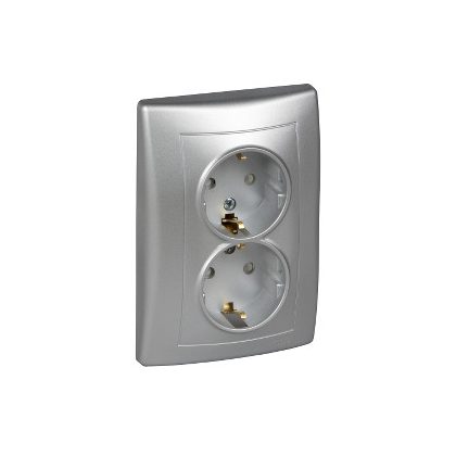   SCHNEIDER SDN3000460 SEDNA 2x2P + F socket with child protection, screw connection, 16A, aluminum