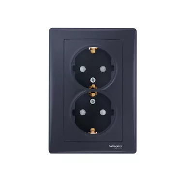 SCHNEIDER SDN3000470 SEDNA 2x2P+F dugalj csatlakozóaljzat gyermekvédelemmel, csavaros bekötés, 16A, grafit