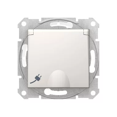 SCHNEIDER SDN3100323 SEDNA 2P+F dugalj csatlakozóaljzat gyermekvédelemmel, csapófedeles, csavaros bekötés, 16A, IP44, krém