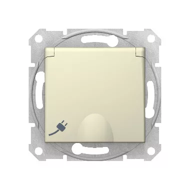 SCHNEIDER SDN3100447 SEDNA 2P+F dugalj csatlakozóaljzat gyermekvédelemmel, csapófedeles, rugós bekötés, bézs