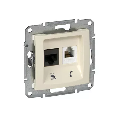 SCHNEIDER SDN5100147 SEDNA RJ11/RJ45 Cat5e UTP kombinált aljzat, bézs SCHNEIDER SDN5100147 SEDNA RJ11/RJ45 Cat5e UTP kombinált aljzat, bézs