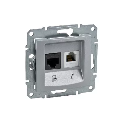 SCHNEIDER SDN5100160 SEDNA RJ11 / RJ45 Cat5e UTP combination socket, aluminum