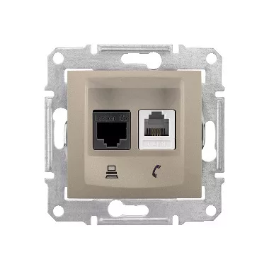 SCHNEIDER SDN5100168 SEDNA RJ11 / RJ45 Cat5e UTP Combined Socket, Titanium SCHNEIDER SDN5100168 SEDNA RJ11 / RJ45 Cat5e UTP Combined Socket, Titanium
