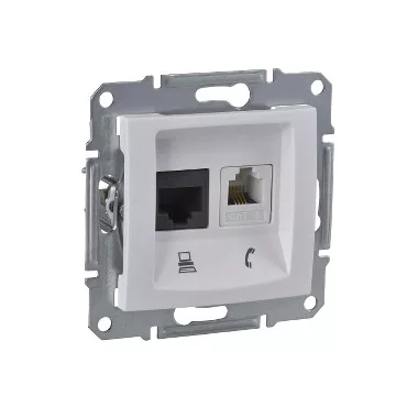 SCHNEIDER SDN5200121 SEDNA RJ11/RJ45 Cat6 UTP kombinált aljzat, fehér SCHNEIDER SDN5200121 SEDNA RJ11/RJ45 Cat6 UTP kombinált aljzat, fehér