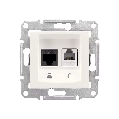 SCHNEIDER SDN5200123 SEDNA RJ11/RJ45 Cat6 UTP kombinált aljzat, krém