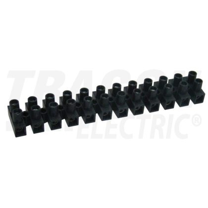   TRACON SF10A-U Flexibilis sorozatkapocs, U profil, 12 tag, fekete 6mm2, 450VAC, 40A, PE, 10 db/csomag