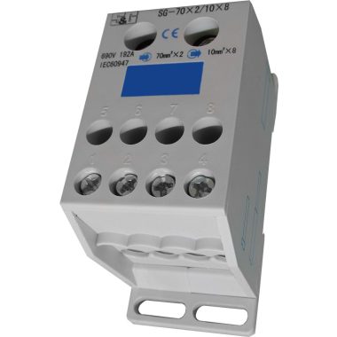 S&G Fővezetéki leágazó sorkapocs 2 fővezetéki csatlakozással, 2x70 mm2/8x10 mm2