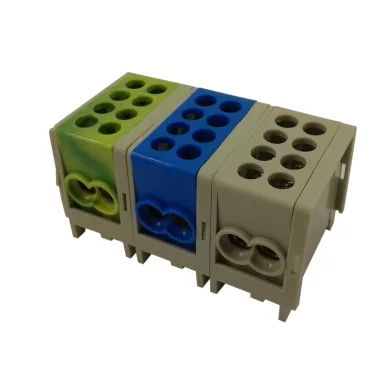 S&G fővezetéki sorkapocs, sínre szerelhető, kék, 2x25mm2 / 2x25mm2, 400V, 101A