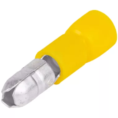 TRACON SH4 Szigetelt hengeres csatlakozó dugó, elektrolitréz, sárga 6mm2, (d1=3,5mm, d2=5mm), PVC