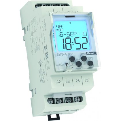   Elko SHT-4/230 Digitális napi/heti/éves kapcsolóóra, asztronómiai programmal két csatornás AC230V
