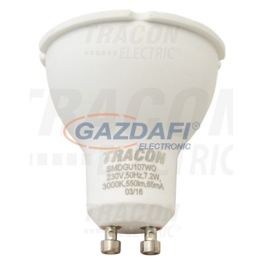 TRACON SMDGU109CWO Műanyag házas SMD LED spot fényforrás 230 V, 50 Hz, GU10, 9 W, 800 lm, 6000 K, 100°, EEI=A+