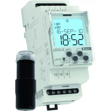 ELKO SOU-2/230V Alkonykapcsoló digitális kapcsolóórával, érzékelővel