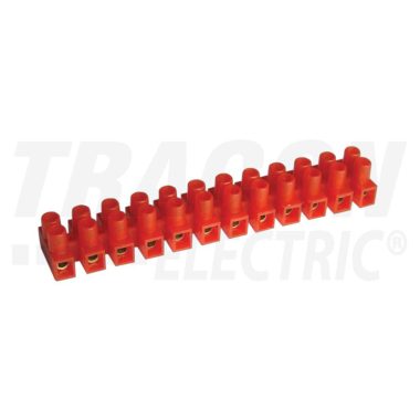 TRACON SP15A-U Flexibilis sorozatkapocs, U profil, 12 tag, piros 10mm2, 450VAC, 50A, PE, 10 db/csomag