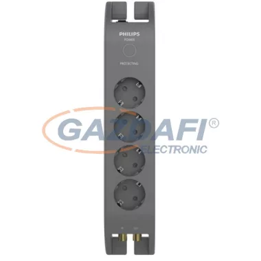 PHILIPS Túlfeszültségvédő SPN5144A/58 , 4 aljzat , 2m kábel , szürke kivitelben