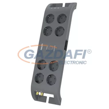 PHILIPS Túlfeszültségvédő SPN5185A , 8 aljzat , 2m kábel , szürke kivitelben