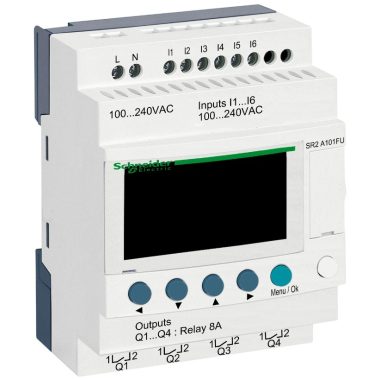 SCHNEIDER SR2A101FU LCD kijelzős, 10 I/O, relés, 230 VAC