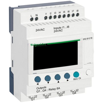 SCHNEIDER SR2B121B LCD kijelzős, 12 I/O, relés, 24 VAC
