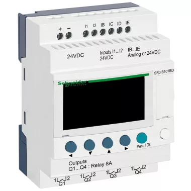 SCHNEIDER SR3B101BD 10 I/O, 4 analóg bemenet, relés, óra, 24VDC