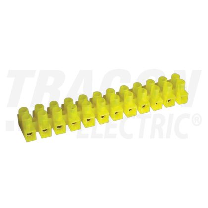  TRACON SS10A-U Flexibilis sorozatkapocs, U profil, 12 tag, sárga 6mm2, 450VAC, 40A, PE, 10 db/csomag