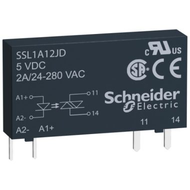 SCHNEIDER SSL1A12JD SSL sorkapocs szilárdtestrelé, 1f, nullfesz kapcs, 1NO, 24...280 VAC, 2A, 3…12VDC
