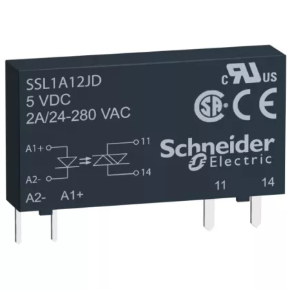   SCHNEIDER SSL1A12JDR SSL sorkapocs szilárdtestrelé, 1f, pillanat kapcs, 1NO, 24...280 VAC, 2A, 3…12VDC