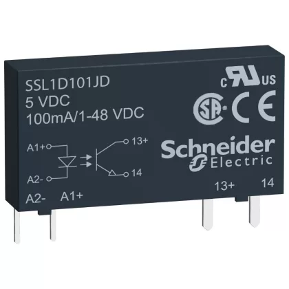 SCHNEIDER SSL1D101BD SSL sorkapocs szilárdtestrelé, 1f, egyenfesz kapcs, 1NO, 1…48VDC, 100mA, 24VDC