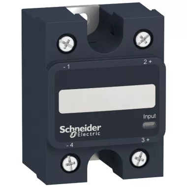 SCHNEIDER SSP1A450BDT SSP hűtőbordára szerelhető szilárdtestrelé, 1f, nullfeszültségű kapcsolás, 1NO, 48-660VAC, 50A, 24VDC, hőátadóval