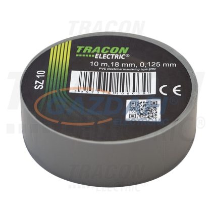   TRACON SZ10 Szigetelőszalag, szürke 10m×18mm, PVC, 0-90°C, 40kV/mm, 10 db/csomag