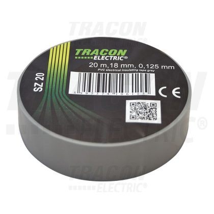   TRACON SZ20 Szigetelőszalag, szürke 20m×18mm, PVC, 0-90°C, 40kV/mm, 10 db/csomag