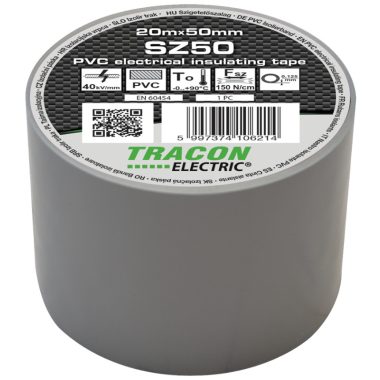 TRACON SZ50 Szigetelőszalag, szürke 20m×50mm, PVC, 0-90°C, 40kV/mm