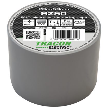   TRACON SZ50 Szigetelőszalag, szürke 20m×50mm, PVC, 0-90°C, 40kV/mm