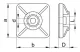 TRACON TALP191 Öntapadós/csavarozható, 4oldalt fűzhető kötegelő talp,fekete 20×20mm, d=2,9 - 2