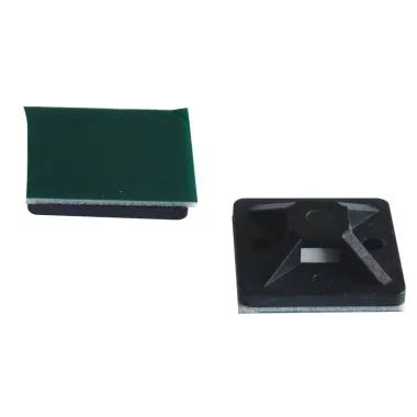TRACON TALP271 Öntapadós/csavarozható, 4oldalt fűzhető kötegelő talp,fekete 25×25mm, d=3,5mm, PA6.6