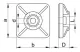 TRACON TALP271 Öntapadós/csavarozható, 4oldalt fűzhető kötegelő talp,fekete 25×25mm, d=3,5mm, PA6.6