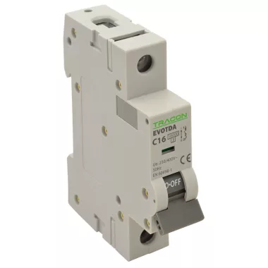 TRACON TDA 1P 25A C Kismegszakító, 1 pólus, C karakterisztika 25A, C, 1P, 10kA (TDA 1P C25A)
