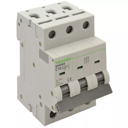 TRACON TDA-3B-4 Kismegszakító, 3 pólus, B karakterisztika 4A, B, 3P, 10kA