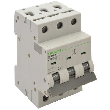 TRACON TDA-3B-63 Kismegszakító, 3 pólus, B karakterisztika 63A, B, 3P, 10kA