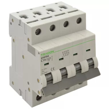 TRACON TDA 4P 1A C Kismegszakító, 4 pólus, C karakterisztika 1A, C, 4P, 10kA (TDA 4P C1A)